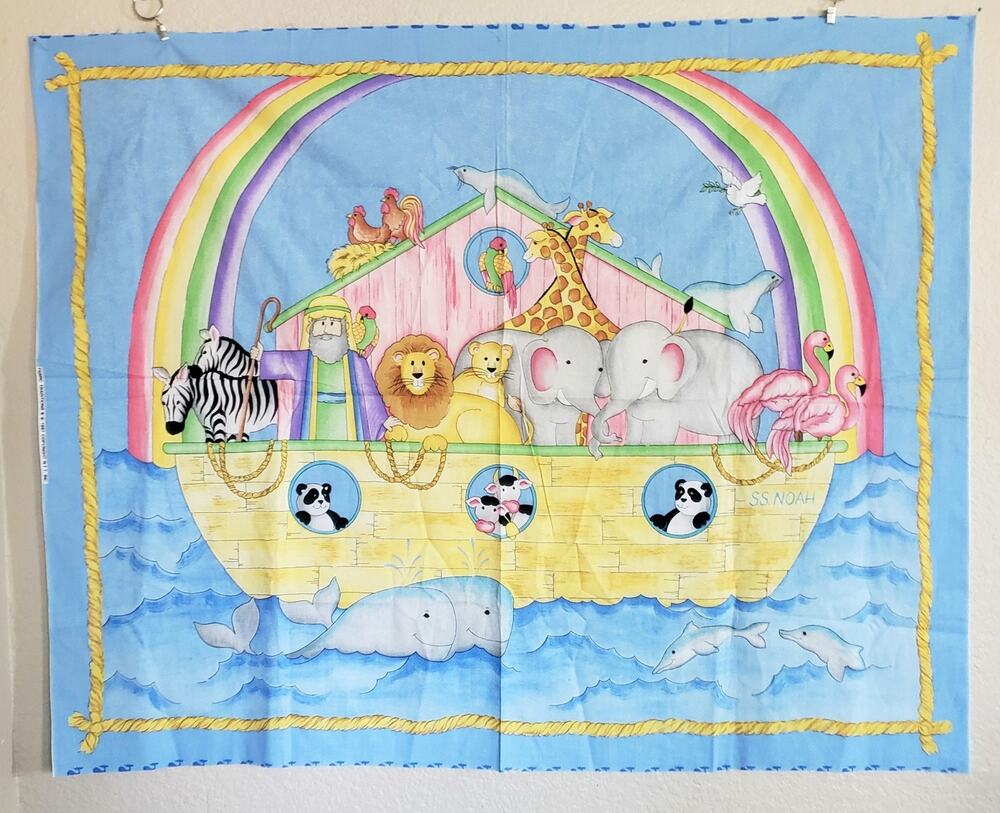 Vintage 1997 Fabric Traditions Noah's Ark S.S. Noah Panel 1 Yd x 45 Cotton